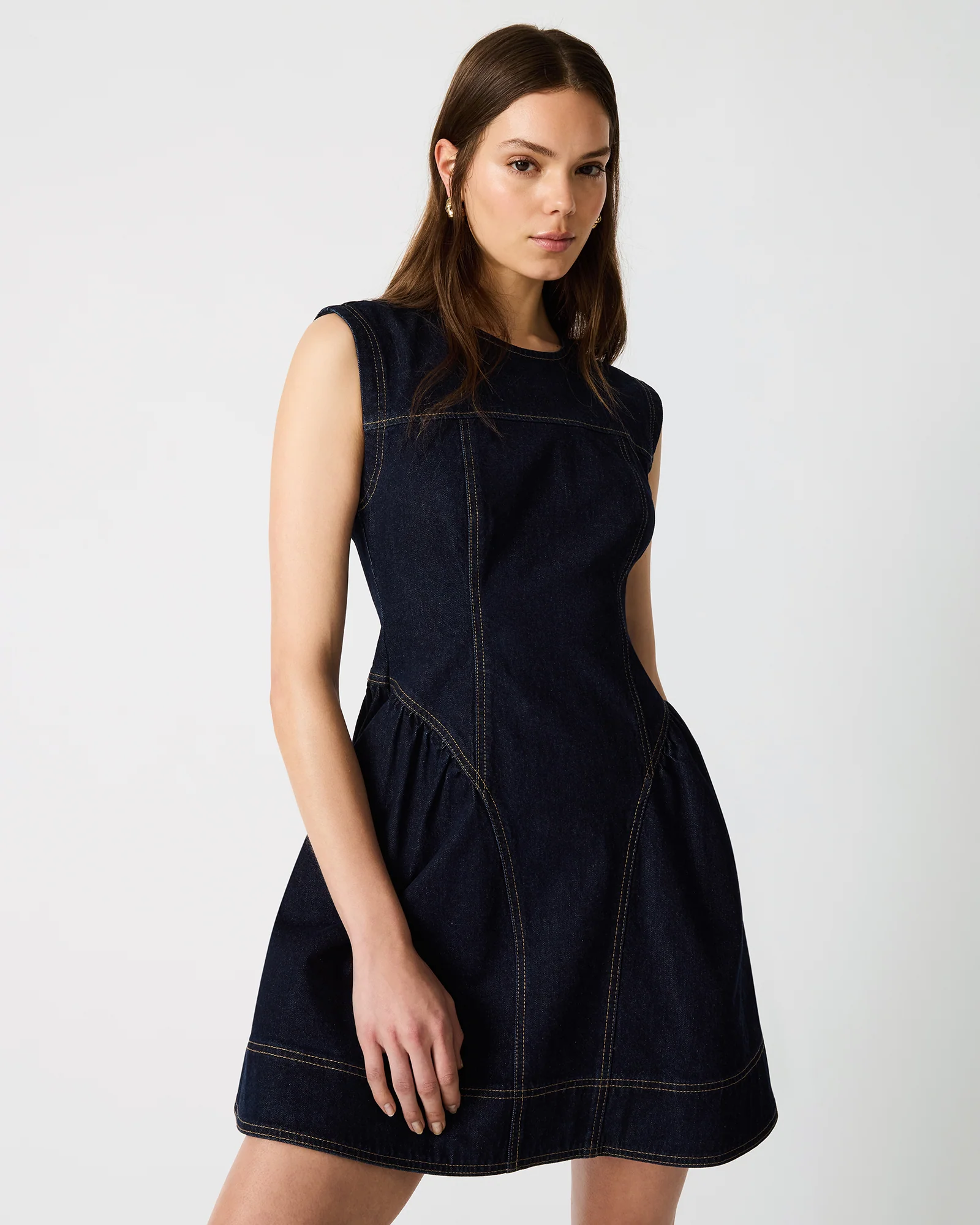 MIA PANELED MINI DRESS INDIGO DENIM - Image 2