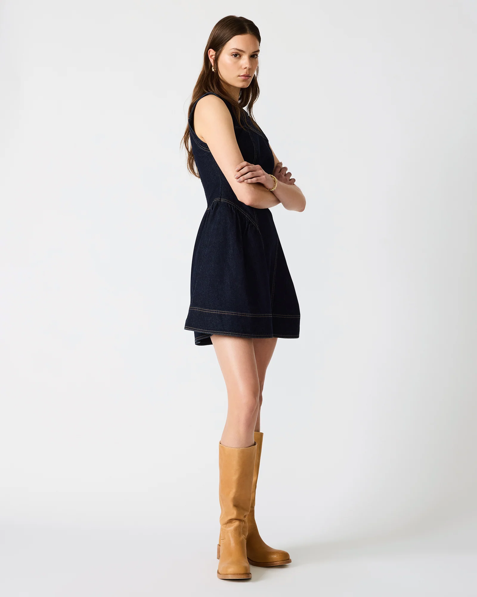 MIA PANELED MINI DRESS INDIGO DENIM - Image 3