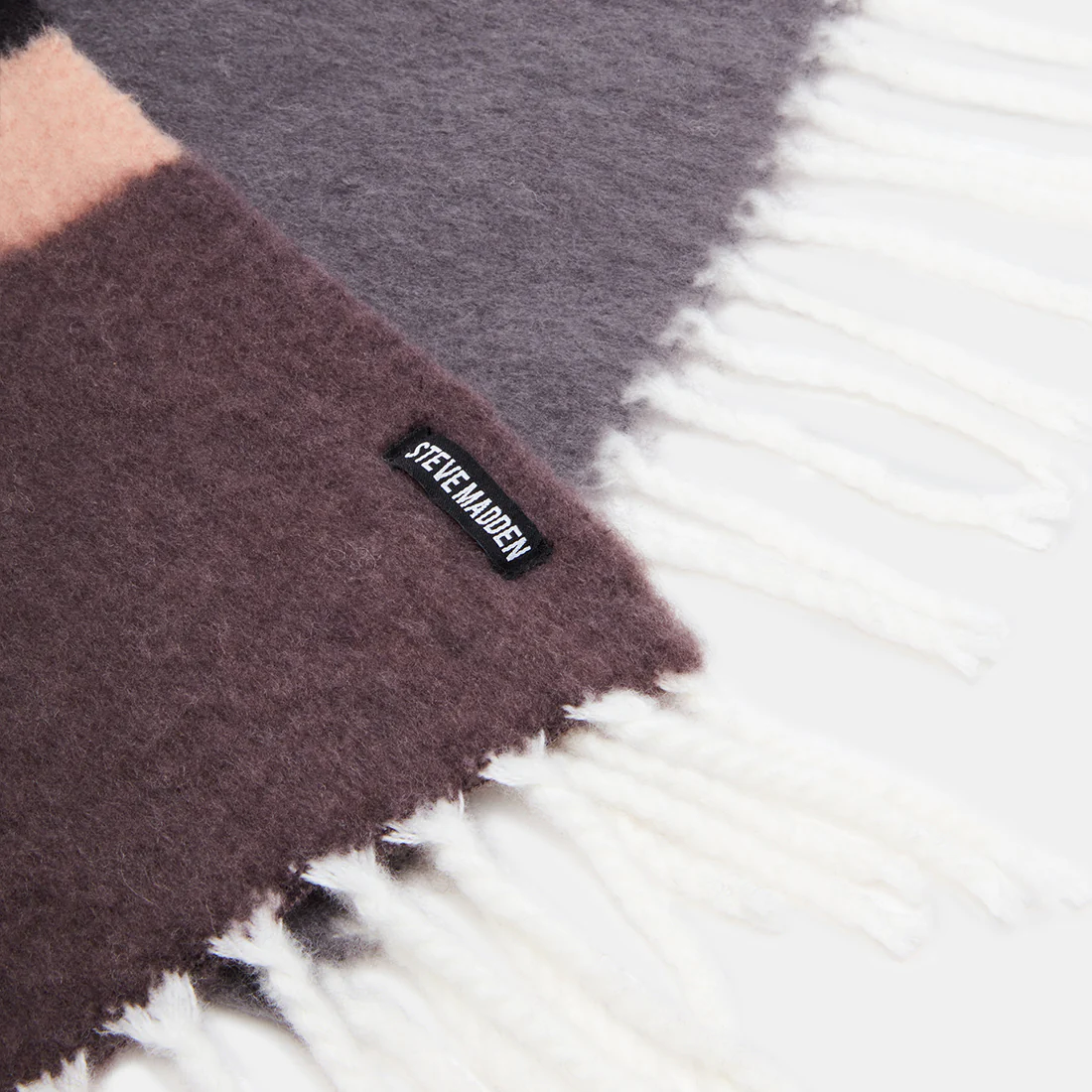 COLOURBLOCK FRINGE SCARF BLACK MULTI - Image 2